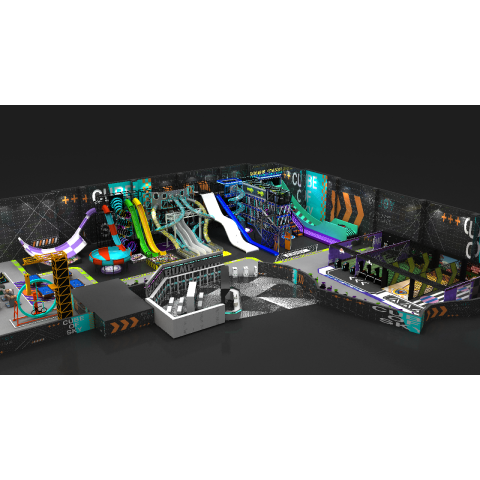 Family Entertainment Center Design for Large Indoor Adventure Park with Trampoline, Slides and Game Zones