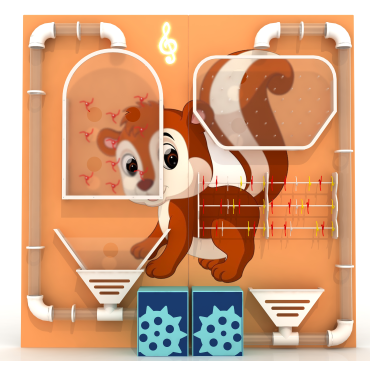 Cartoon Squirrel Pneumatic Ball Wall Panel | Interactive Airflow Wall Game for Indoor Playgrounds