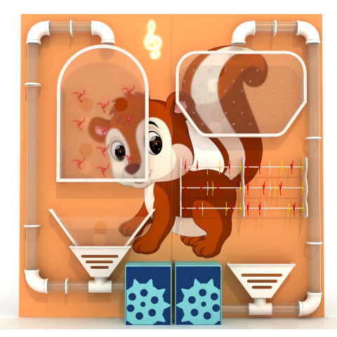 Cartoon Squirrel Pneumatic Ball Wall Panel | Interactive Airflow Wall Game for Indoor Playgrounds