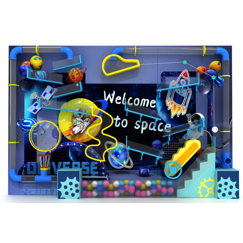Welcome to Space Airflow Ball Wall | 3-Panel Interactive Universe-Themed Wall for Kids