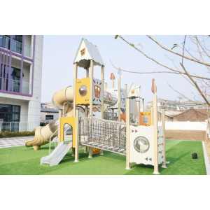 Modern Outdoor Playground with Aluminum + WPC Posts | Durable Slides, Bridges & Climbing Structures
