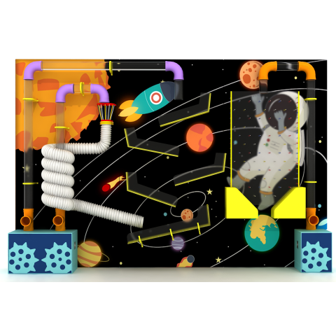 Large Space-Themed Air Tube Ball Wall | 3-Panel Interactive Astronaut Play Wall for Indoor Playground
