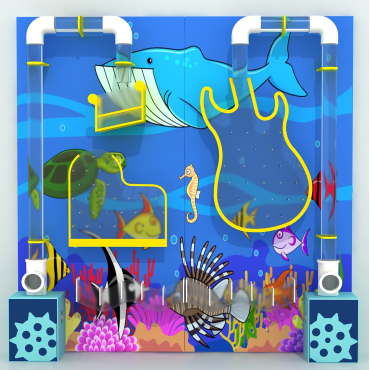 Underwater-Themed Musical Air Tube Ball Wall | Double Panel Interactive Wall for Kids