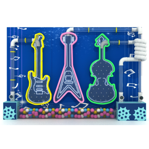 3-Panel Musical Instrument Air Tube Wall | Guitar-Themed Interactive Ball Wall for Indoor Playgrounds