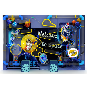 Universe-Themed Gear Track Air Tube Wall | 3-Panel “Welcome to Space” Interactive Ball Game for Kids