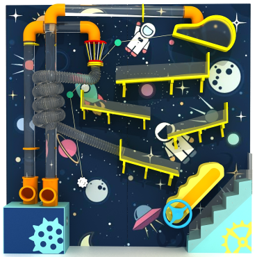 Space-Themed Pneumatic Ball Play Wall | Double Panel Model B for Indoor Playgrounds