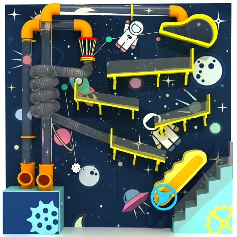 Space-Themed Pneumatic Ball Play Wall | Double Panel Model B for Indoor Playgrounds